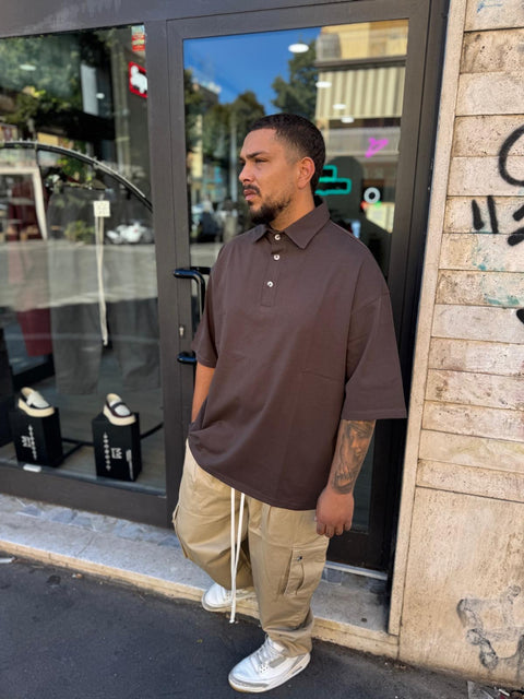 Polo Over marrone 075