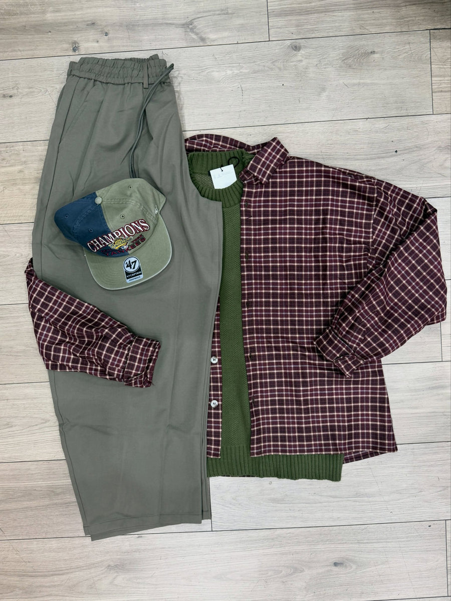 Quadri bordeaux e verde