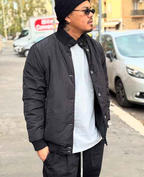 Bomber di pelle con tasche frontali double-face
