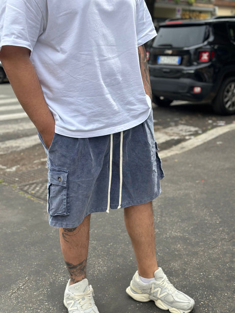 Bermuda Cargo sartoriale slavato jeans