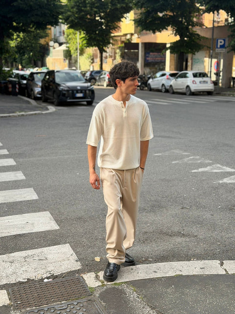 T-shirt a Filo Con Bottoni W318