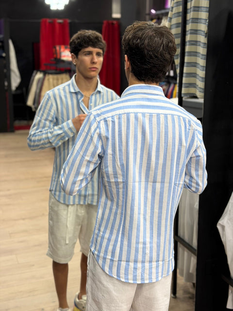 Camicia di Lino Regular a Righe LP