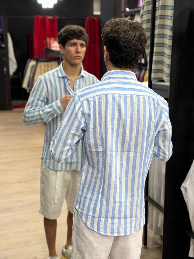 Camicia di Lino Regular a Righe LP