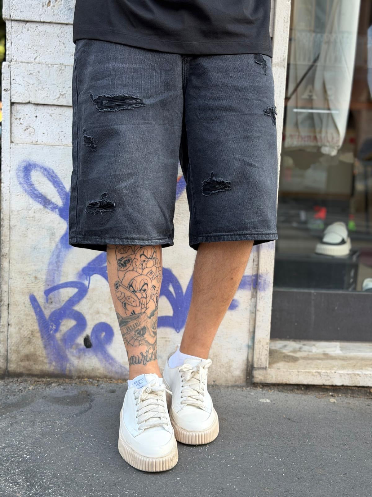 Bermuda Jeans Oversize Black 499N