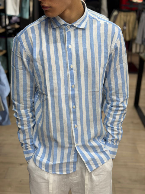 Camicia di Lino Regular a Righe LP