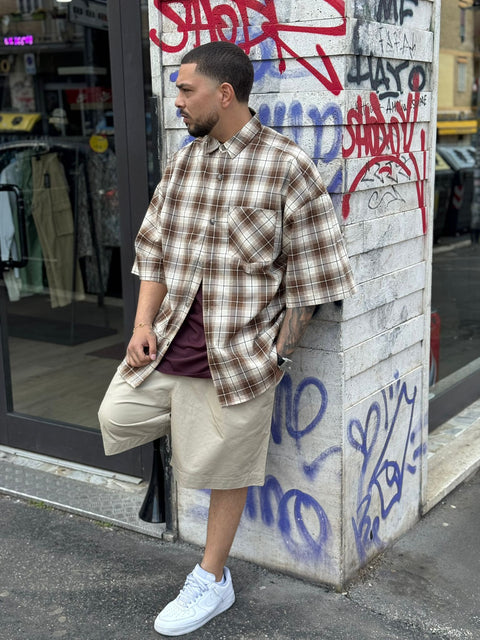 Camicia Oversize Manica Corta Quadri 208G