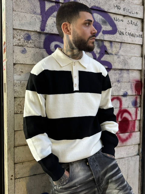 Polo Rigata Black BK676