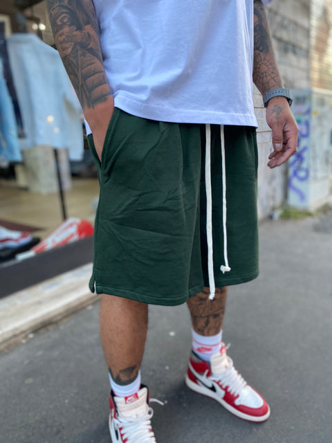 Pantaloncino sartoriale in cotone verde scuro