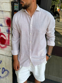 Camicia in Lino Regular a Righe