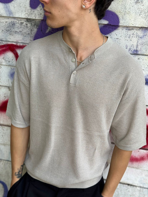 T-shirt a Filo Con Bottoni W318