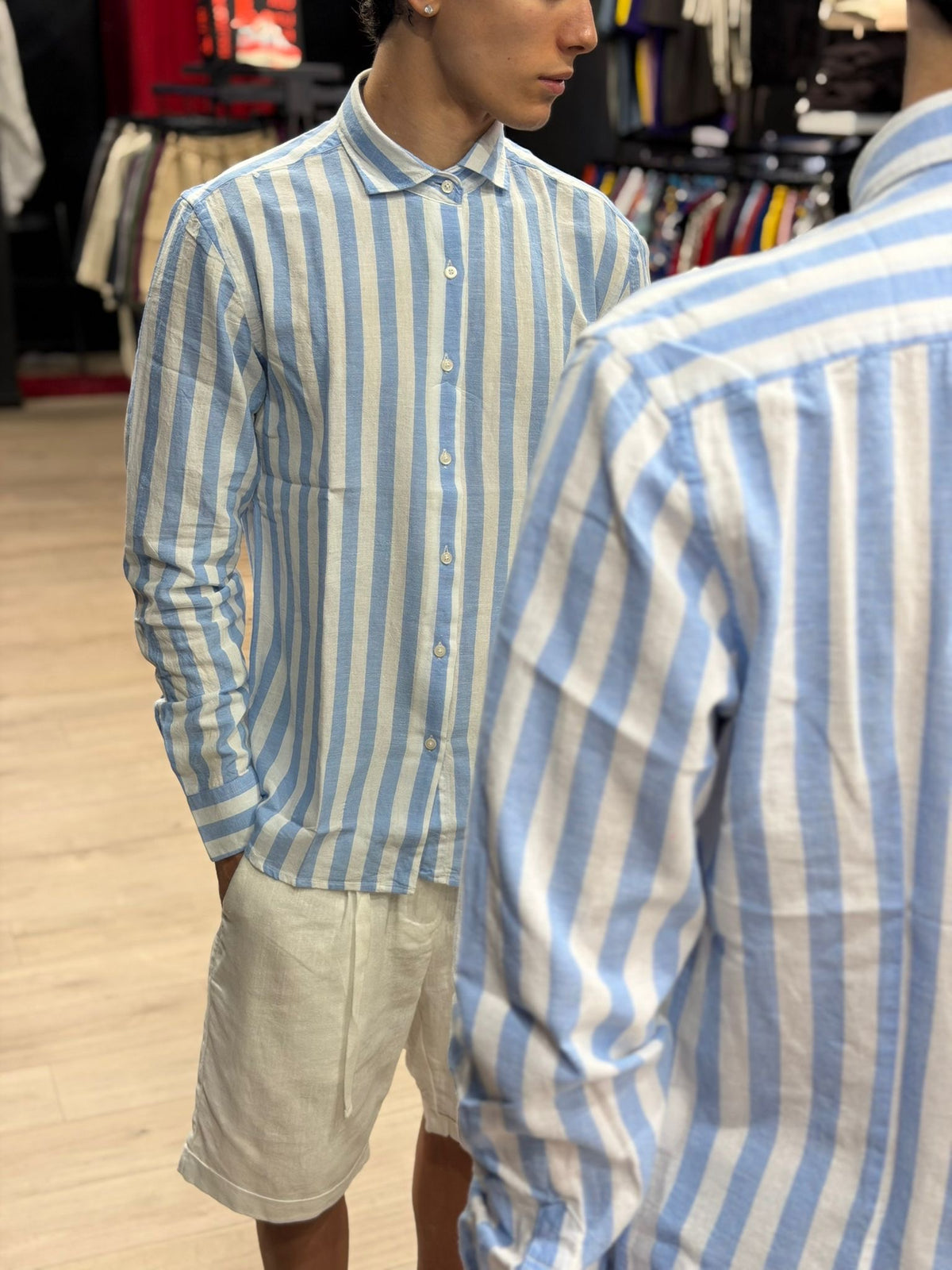 Camicia di Lino Regular a Righe LP