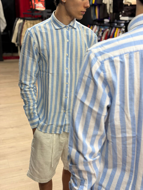 Camicia di Lino Regular a Righe LP
