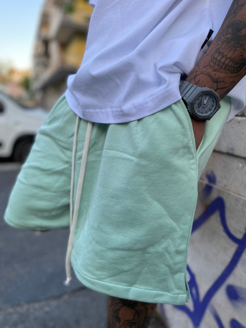 Pantaloncino sartoriale in cotone verde chiaro