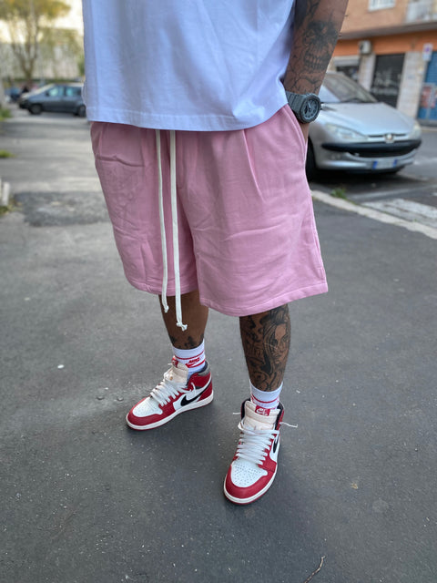 Pantaloncino sartoriale in cotone rosa