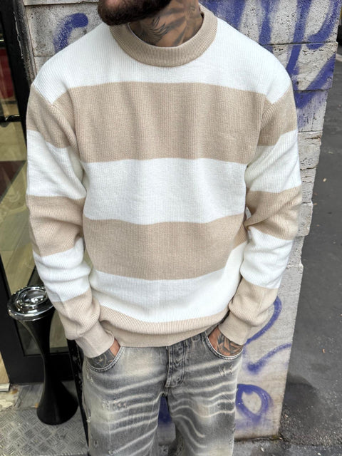 Maglione Rigato Beige BK675
