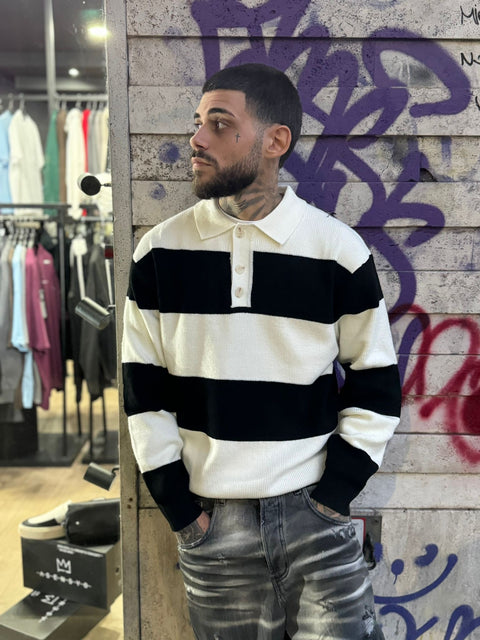 Polo Rigata Black BK676