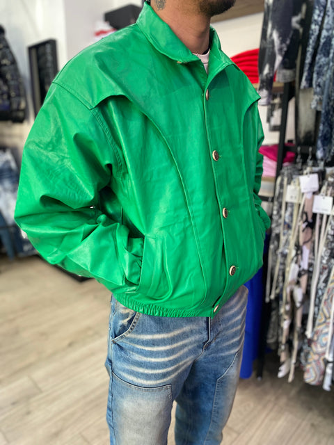 Giacca in ecopelle verde
