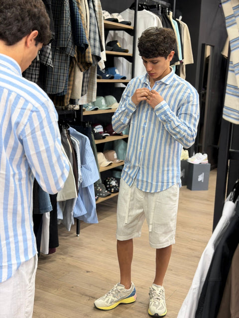 Camicia di Lino Regular a Righe LP