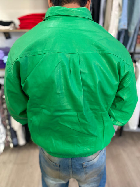 Giacca in ecopelle verde