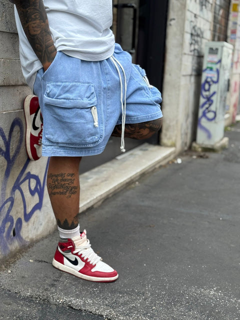 Bermuda denim cargo frontale 37P