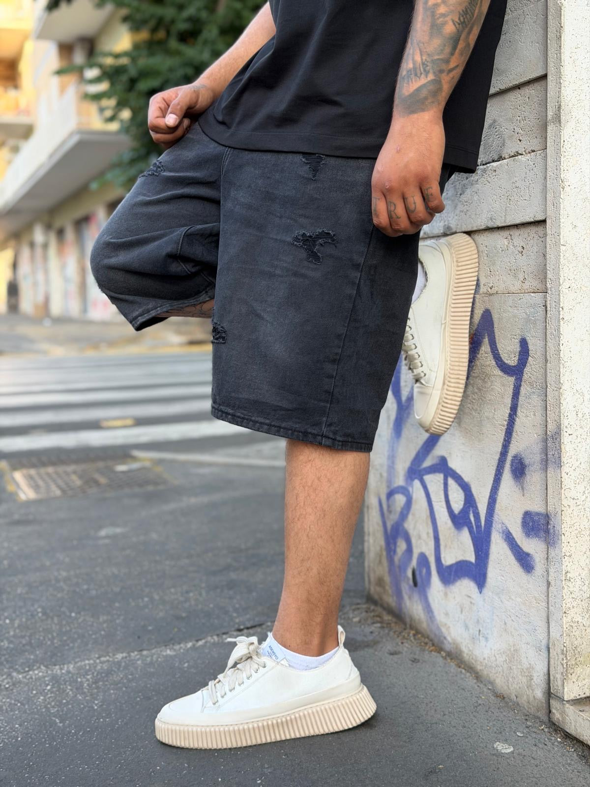 Bermuda Jeans Oversize Black 499N