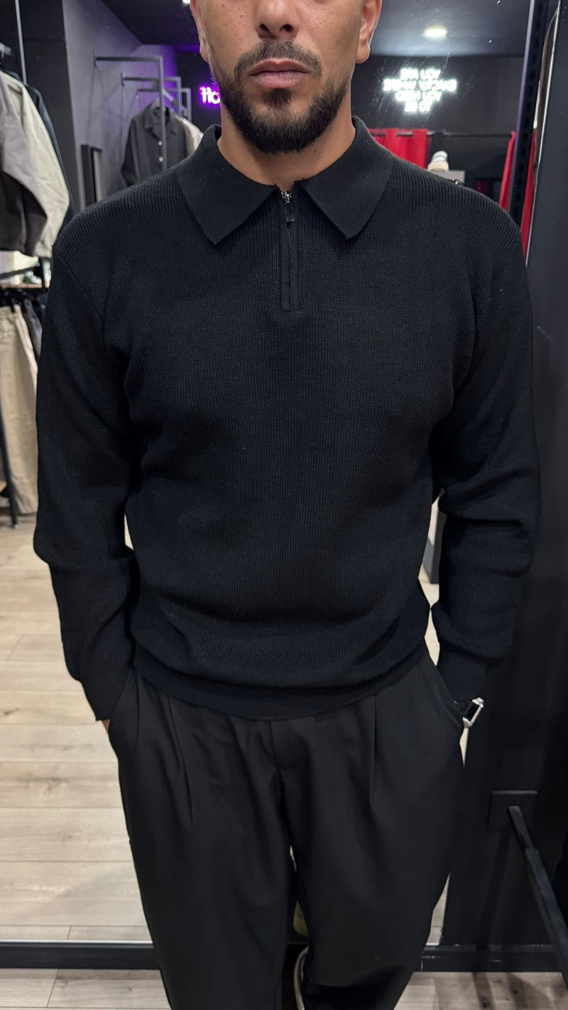 Polo Zip Manica Lunga