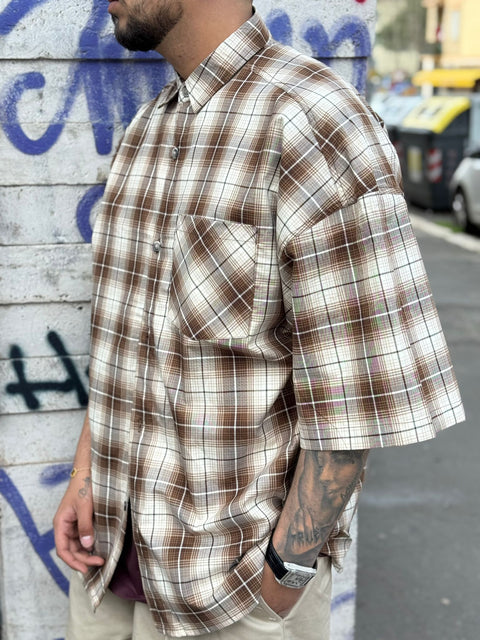 Camicia Oversize Manica Corta Quadri 208G