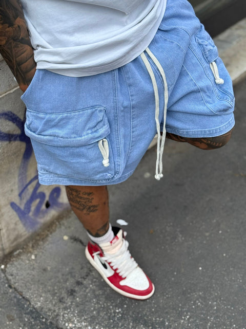 Bermuda denim cargo frontale 37P