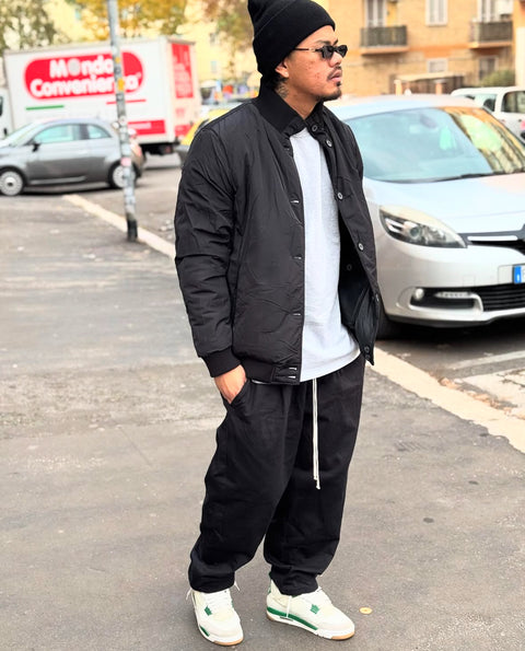 Bomber di pelle con tasche frontali double-face