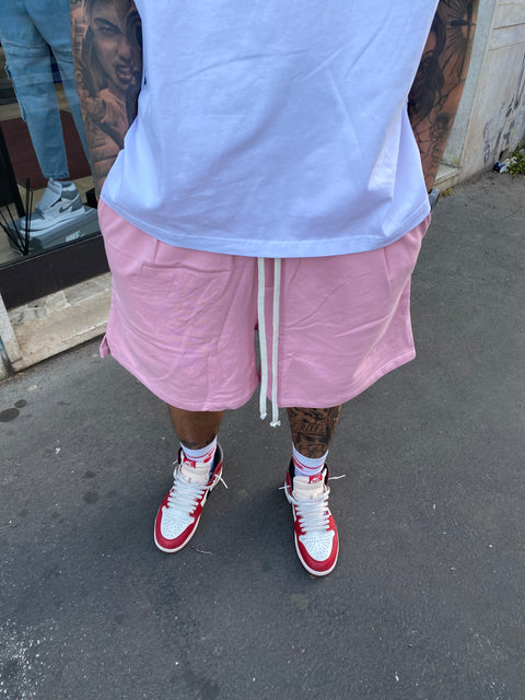 Pantaloncino sartoriale in cotone rosa
