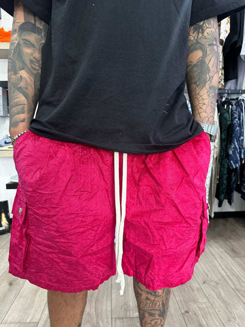 Bermuda cargo in velluto rosso