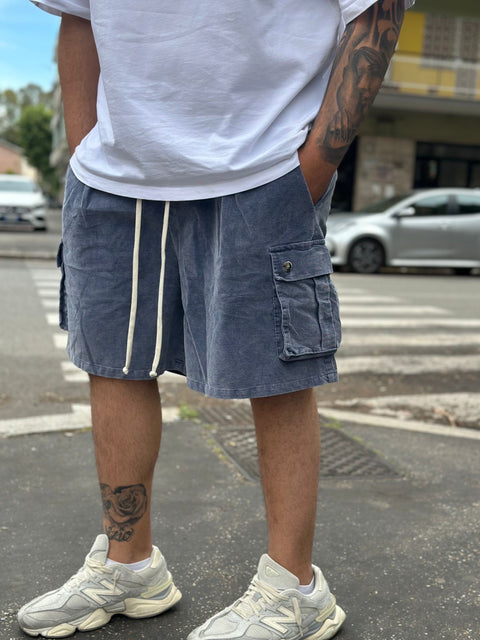 Bermuda Cargo sartoriale slavato jeans
