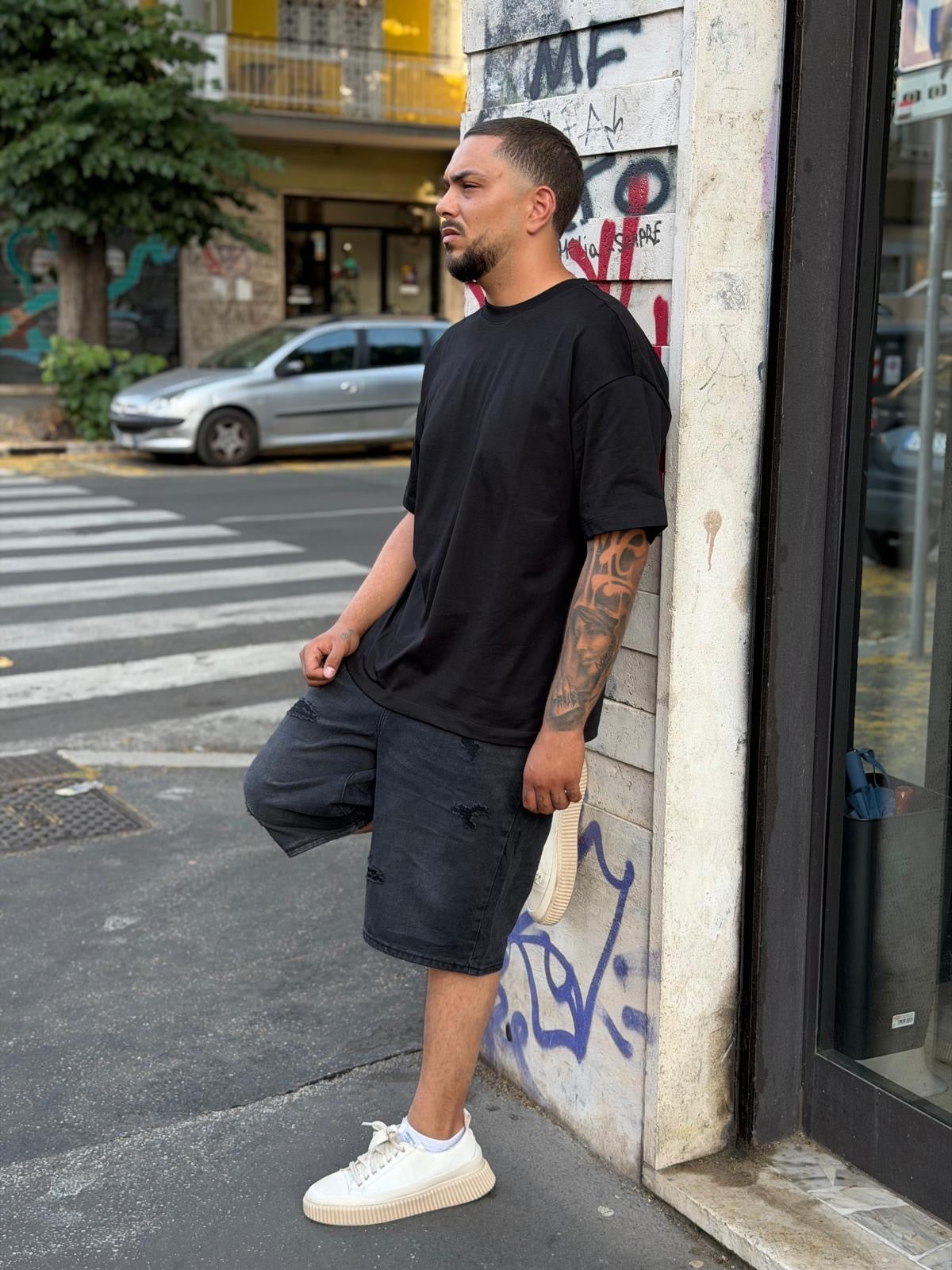 Bermuda Jeans Oversize Black 499N