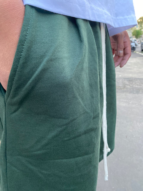 Pantaloncino sartoriale in cotone verde scuro