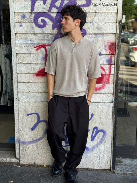 T-shirt a Filo Con Bottoni W318
