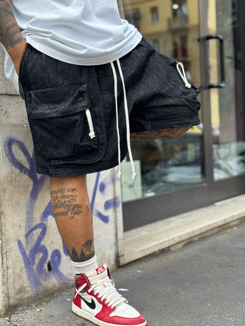 Bermuda denim cargo frontale 37P